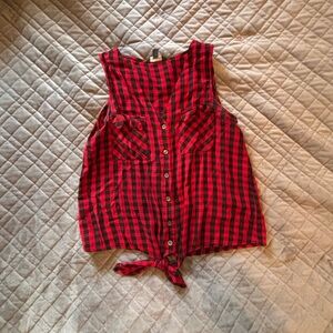 CLEARANCE! Red and Black Plaid Button down tank